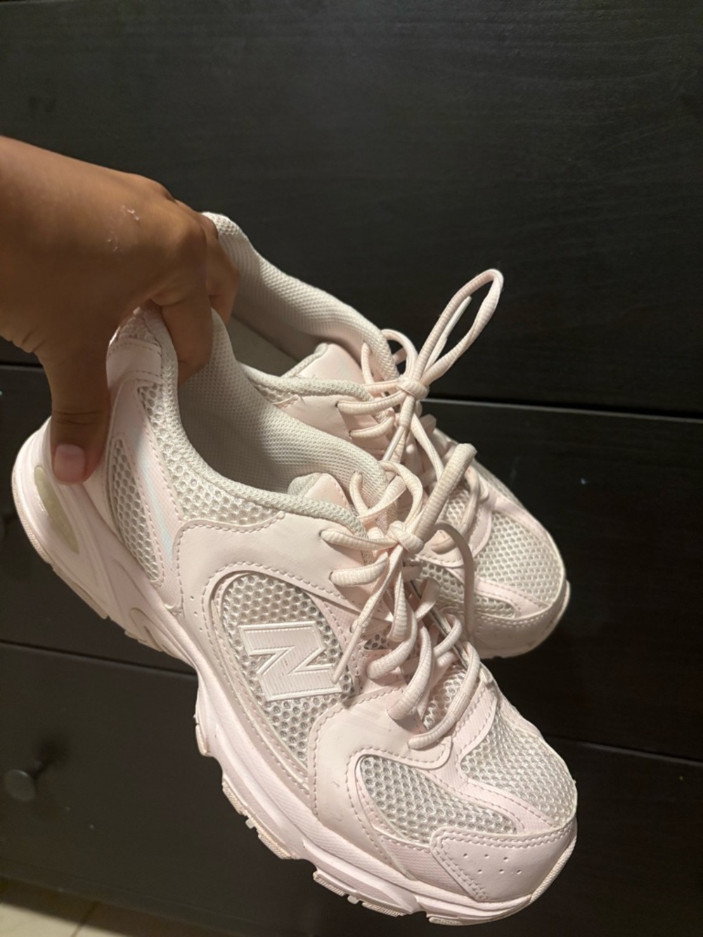 New Balance Women's Pale Pink Mesh Lace-Up Sneakers